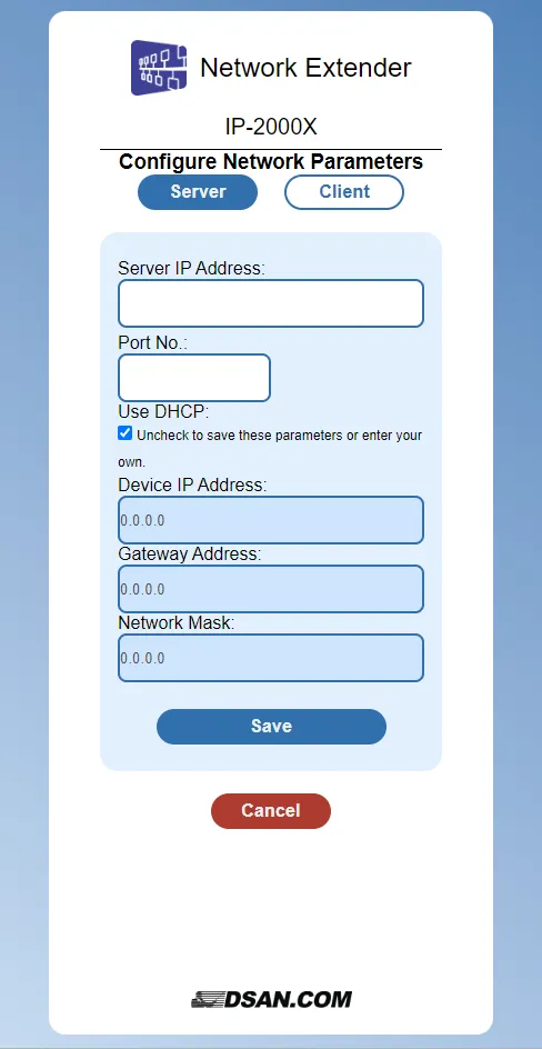 Network Setup Page